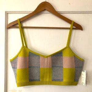 Maeve by Anthropologie gingham cropped sweater top. NWT